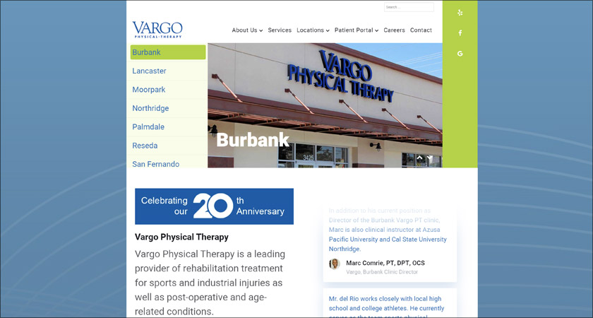 graphic of Vargo PT website home page